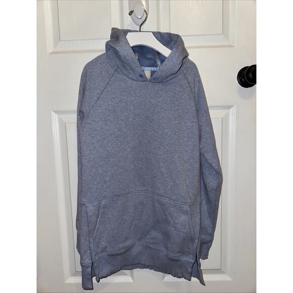Athleta Girls XL 14 Sweatshirt Crazy Cozy Tunic Hoodie Blue Lined - Picture 1 of 6
